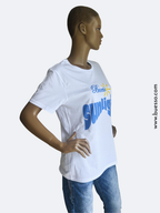 T-shirt blanc BUESSO "Sunlight" en coton biologique