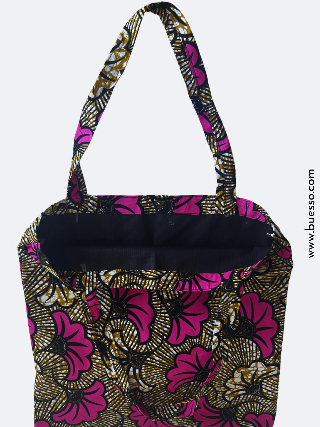 Tote bag en Wax FLEUR DE MARIAGE rose fuchsia 