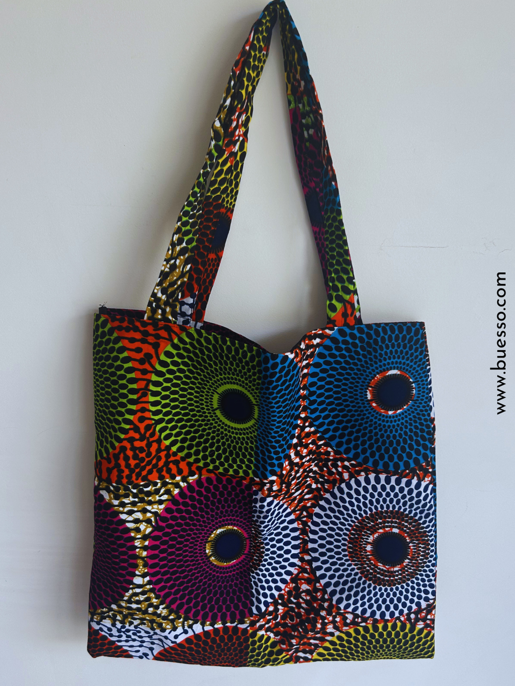 Tote bag en Wax multicolore motif disque