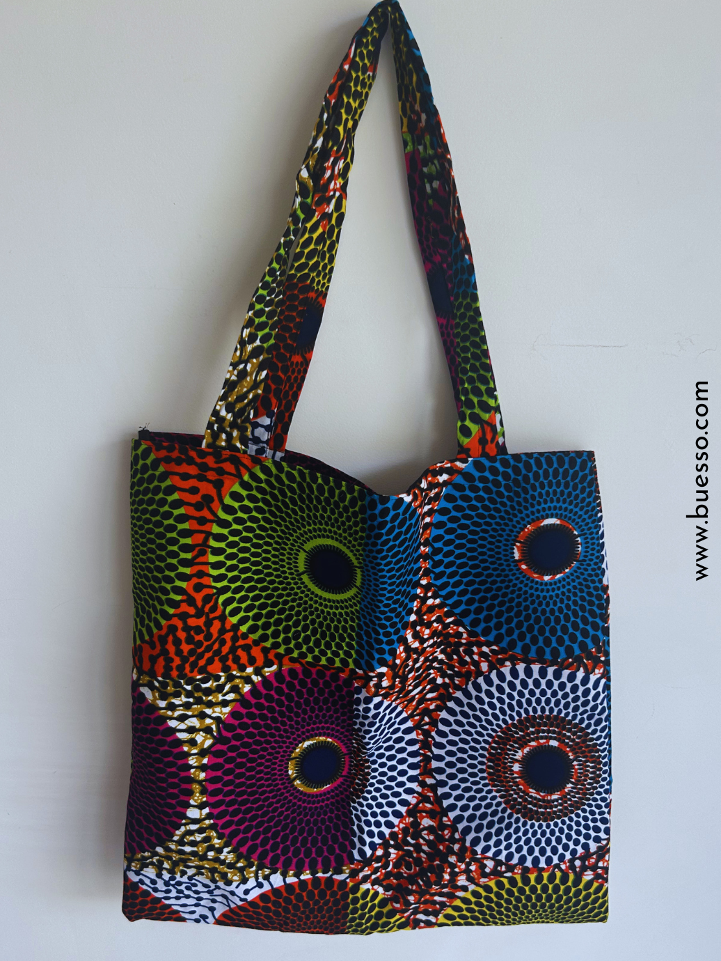 Tote bag en Wax multicolore motif disque