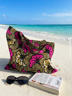 Tote bag en Wax FLEUR DE MARIAGE rose fuchsia | L'accessoire chic & pratique 100% coton