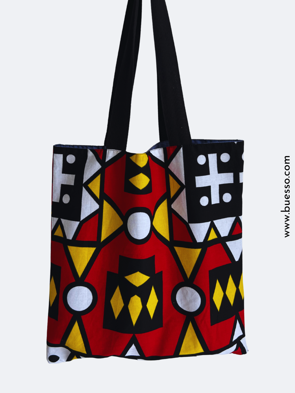 Tote bag en WAX Samakaka rouge et noir fait main