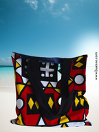 Tote bag en WAX Samakaka rouge et noir fait main