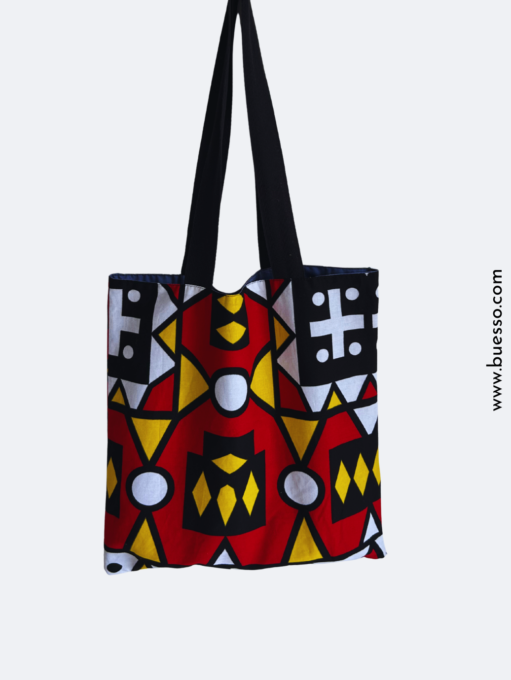 Tote bag en WAX Samakaka rouge et noir fait main