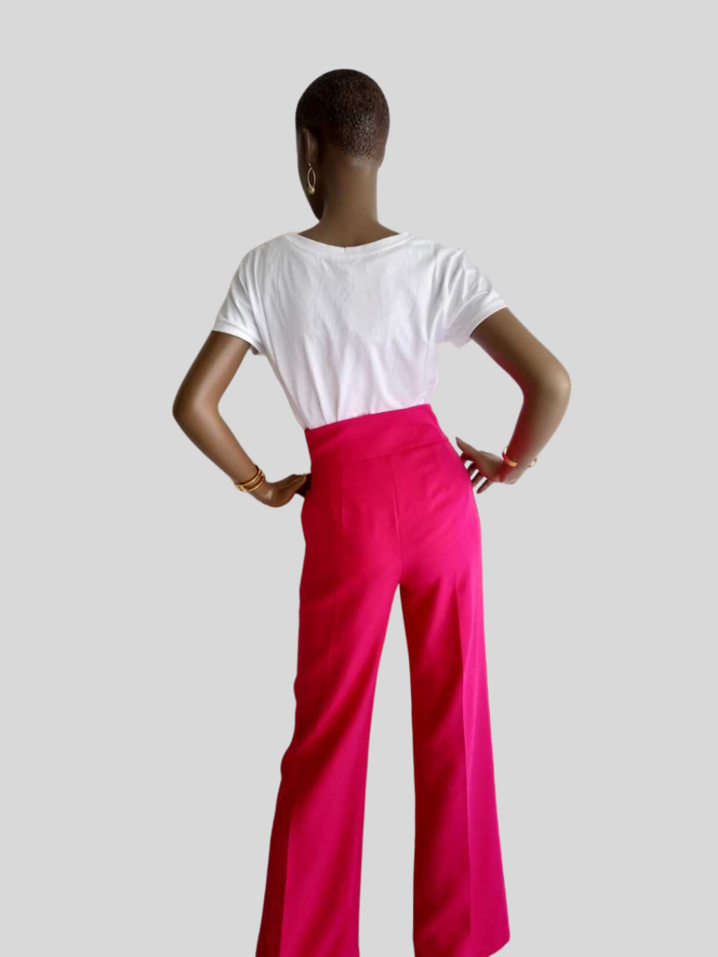BUESSO - Pantalon large à pont ROSE FUCHSIA