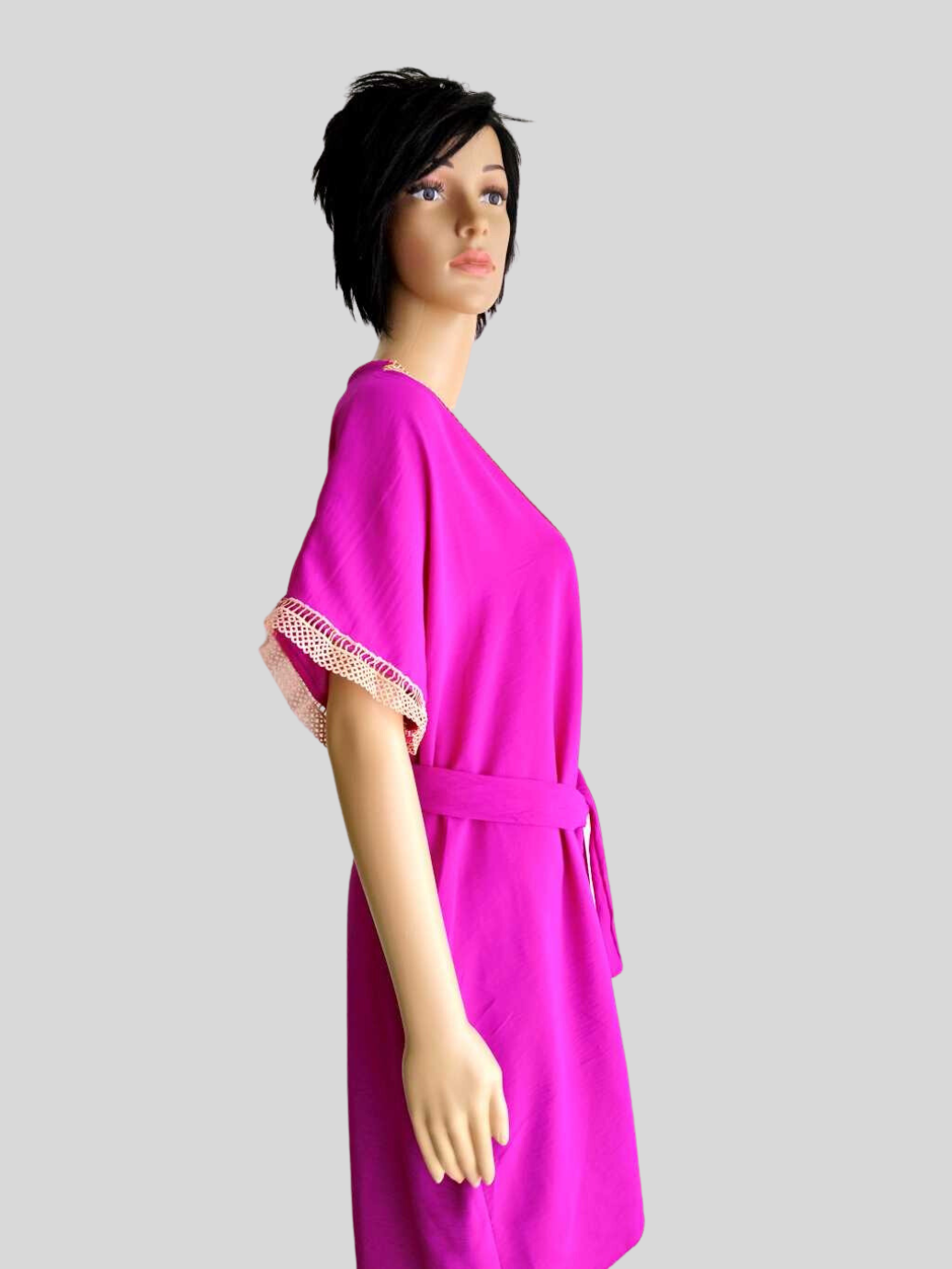 BUESSO - Robe ROSE FUCHSIA avec col en dentelle