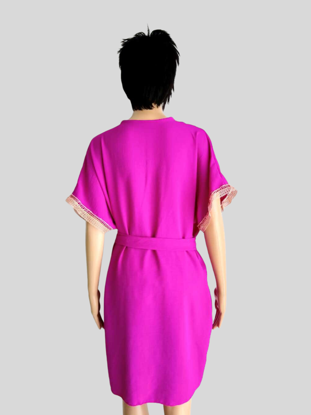 BUESSO - Robe ROSE FUCHSIA avec col en dentelle