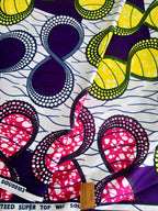 Pagne SUPER TOP WAX, motifs colorés JAUNES/VIOLETS