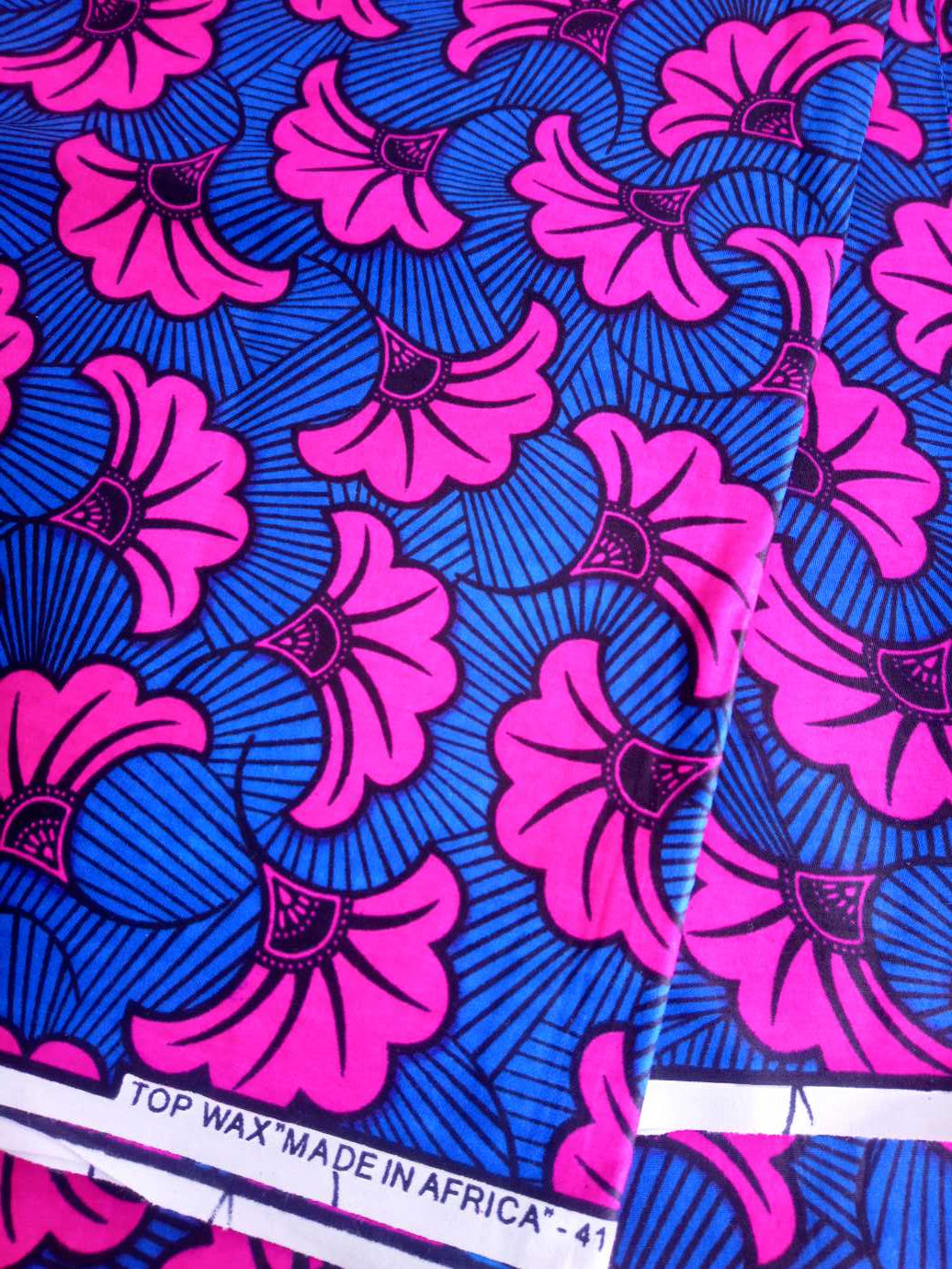 Pagne TOP WAX, motifs fleurs roses