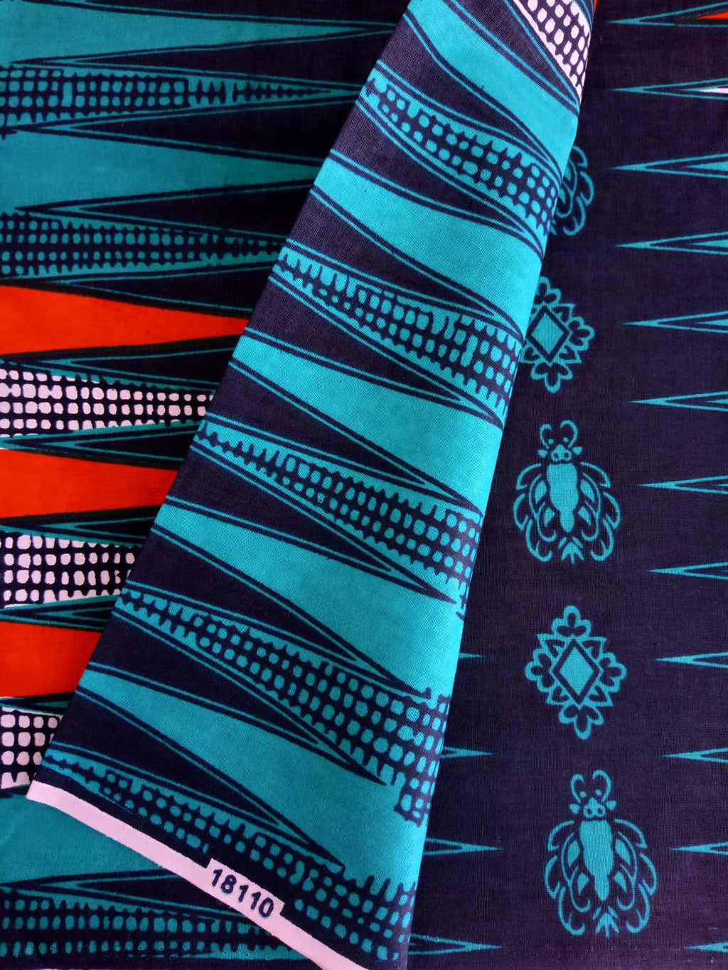 Pagne WAX BLEU CANARD & ORANGE