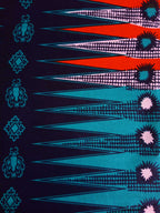 Pagne WAX BLEU CANARD & ORANGE