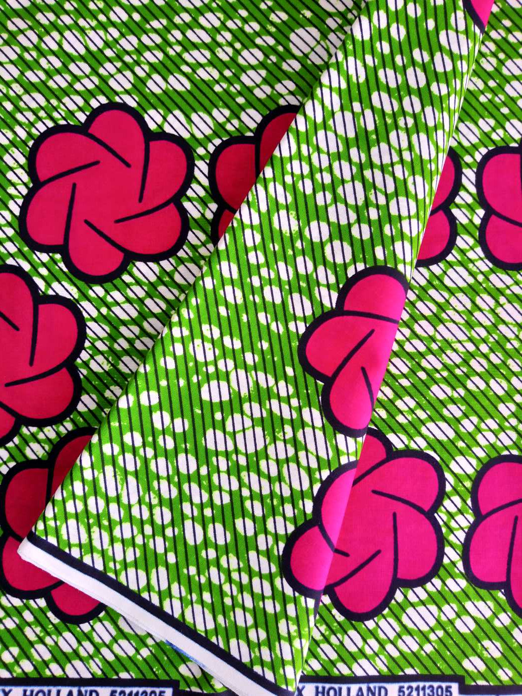 BUESSO - Pagne WAX FLEUR ROSE FUCHSIA