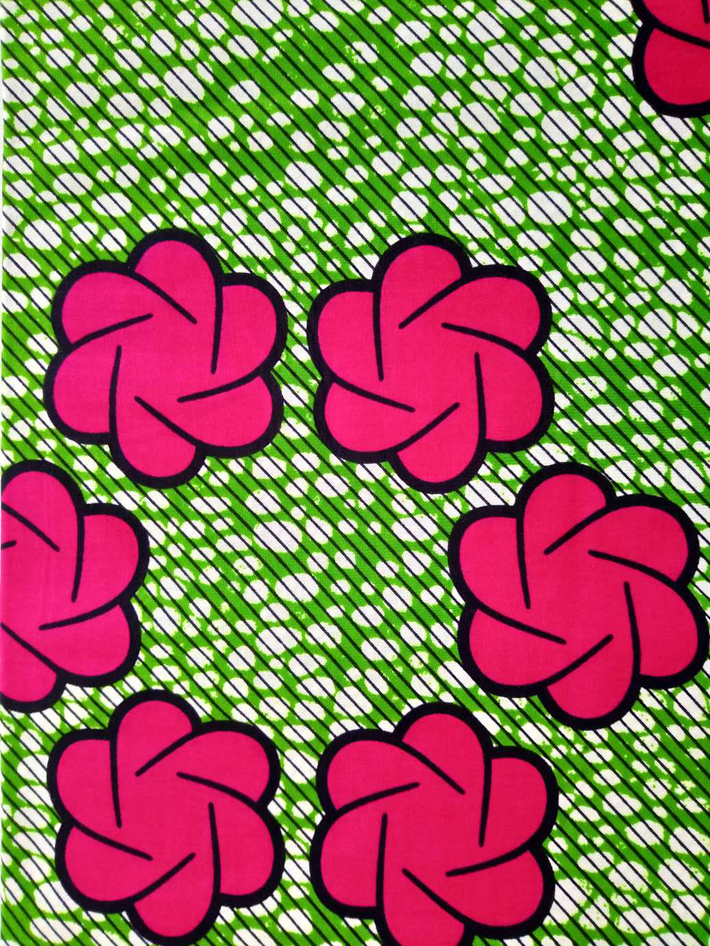 BUESSO - Pagne WAX FLEUR ROSE FUCHSIA