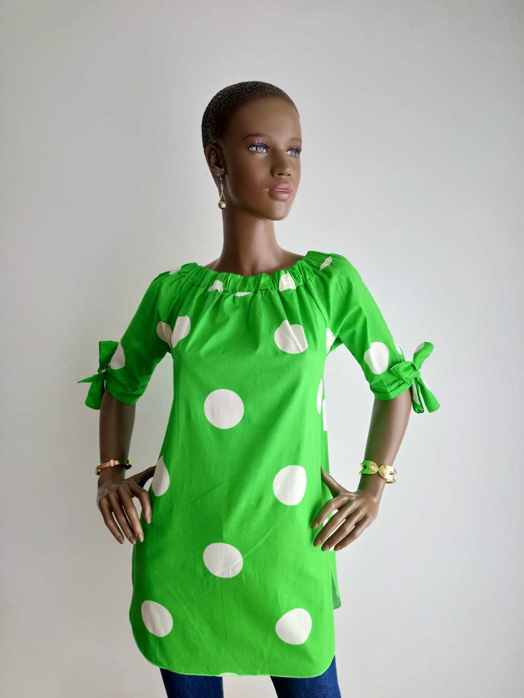 Buesso - Tunique à pois à nouer VERT POMME