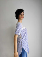 Blouse en dentelle BLEUE à rayures