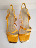 Mules JAUNE MOUTARDE/OR à talon