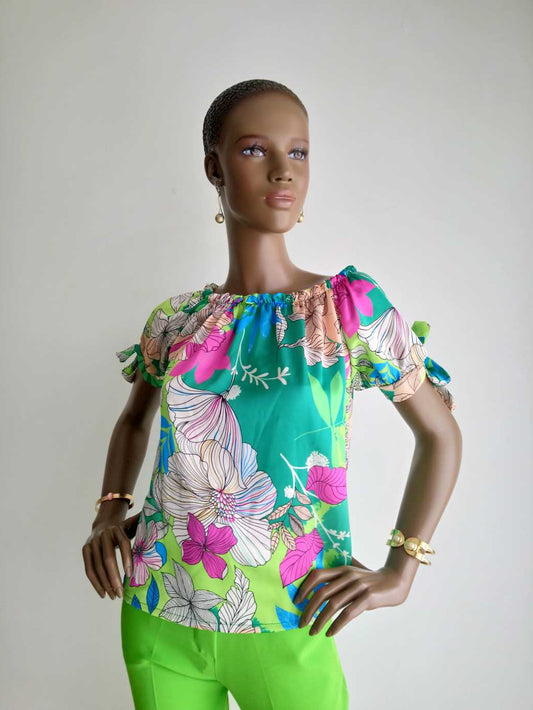 Blouse JADE imprimée à fleurs à nouer