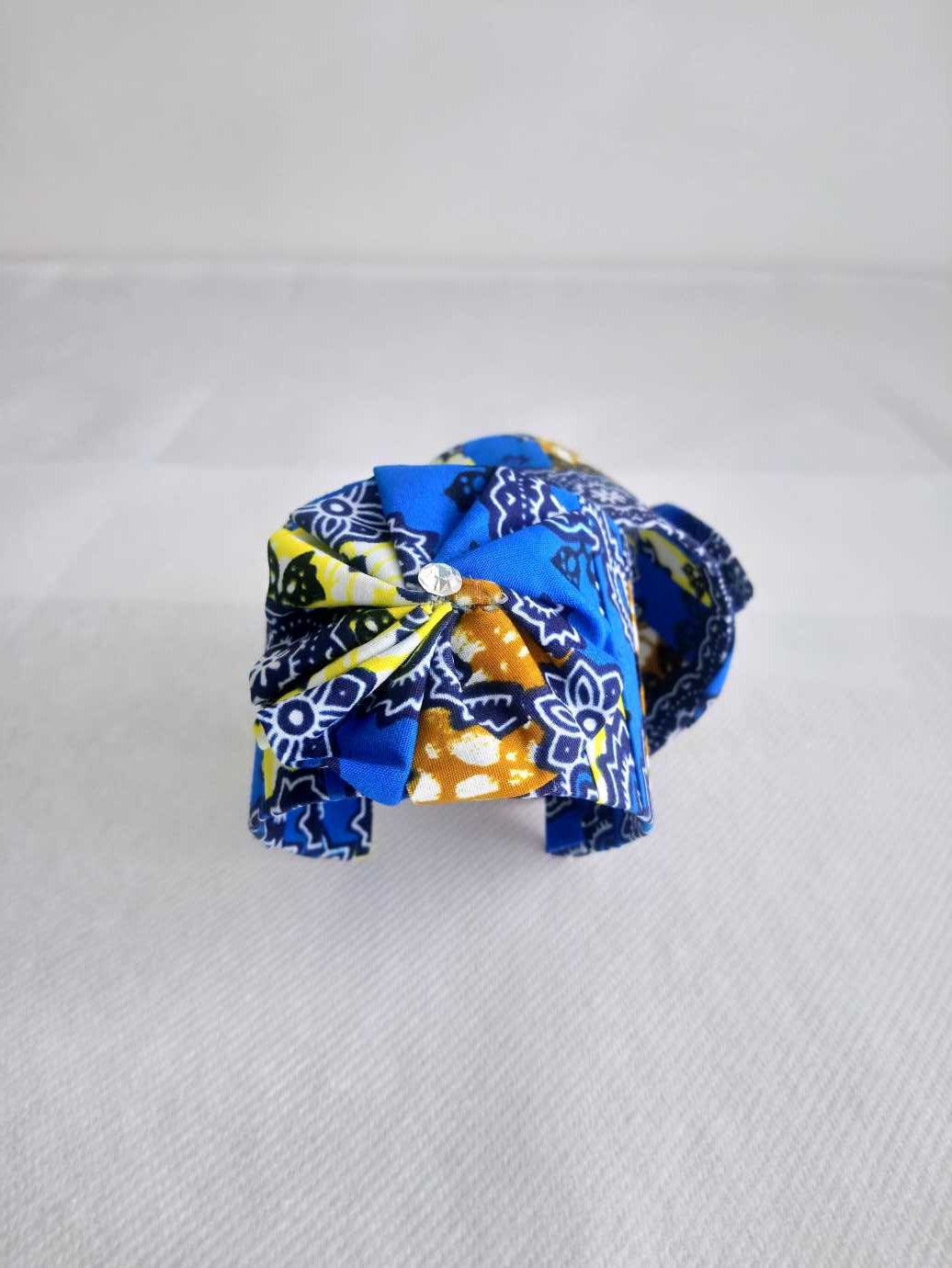 Buesso - Bracelet fait main en pagne WAX bleu pour femmes