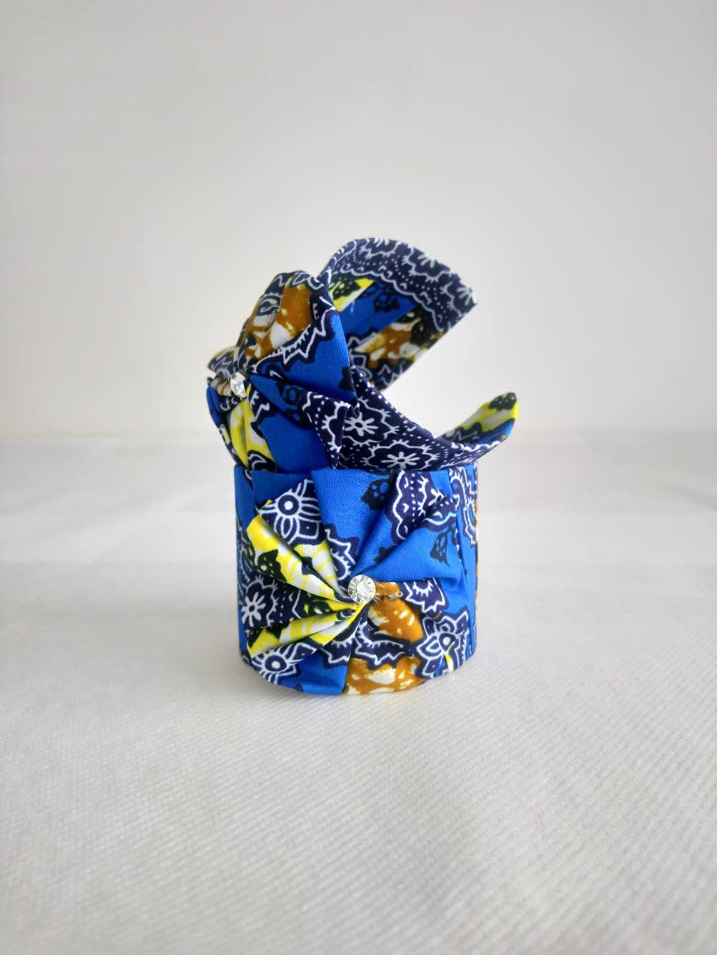 Buesso - Bracelet fait main en pagne WAX bleu pour femmes