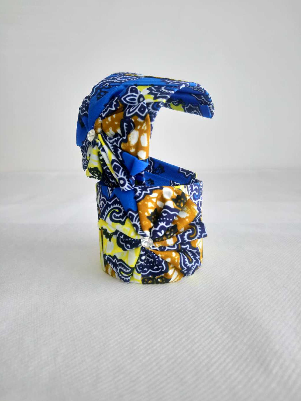 Buesso - Bracelet fait main en pagne WAX jaune/marron pour femmes