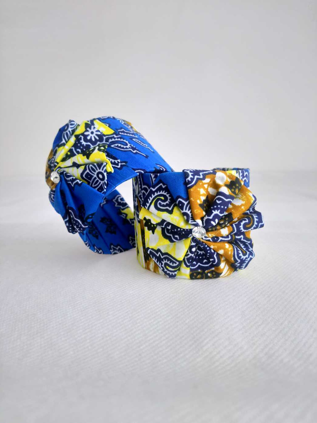 Buesso - Bracelet fait main en pagne WAX jaune/marron pour femmes