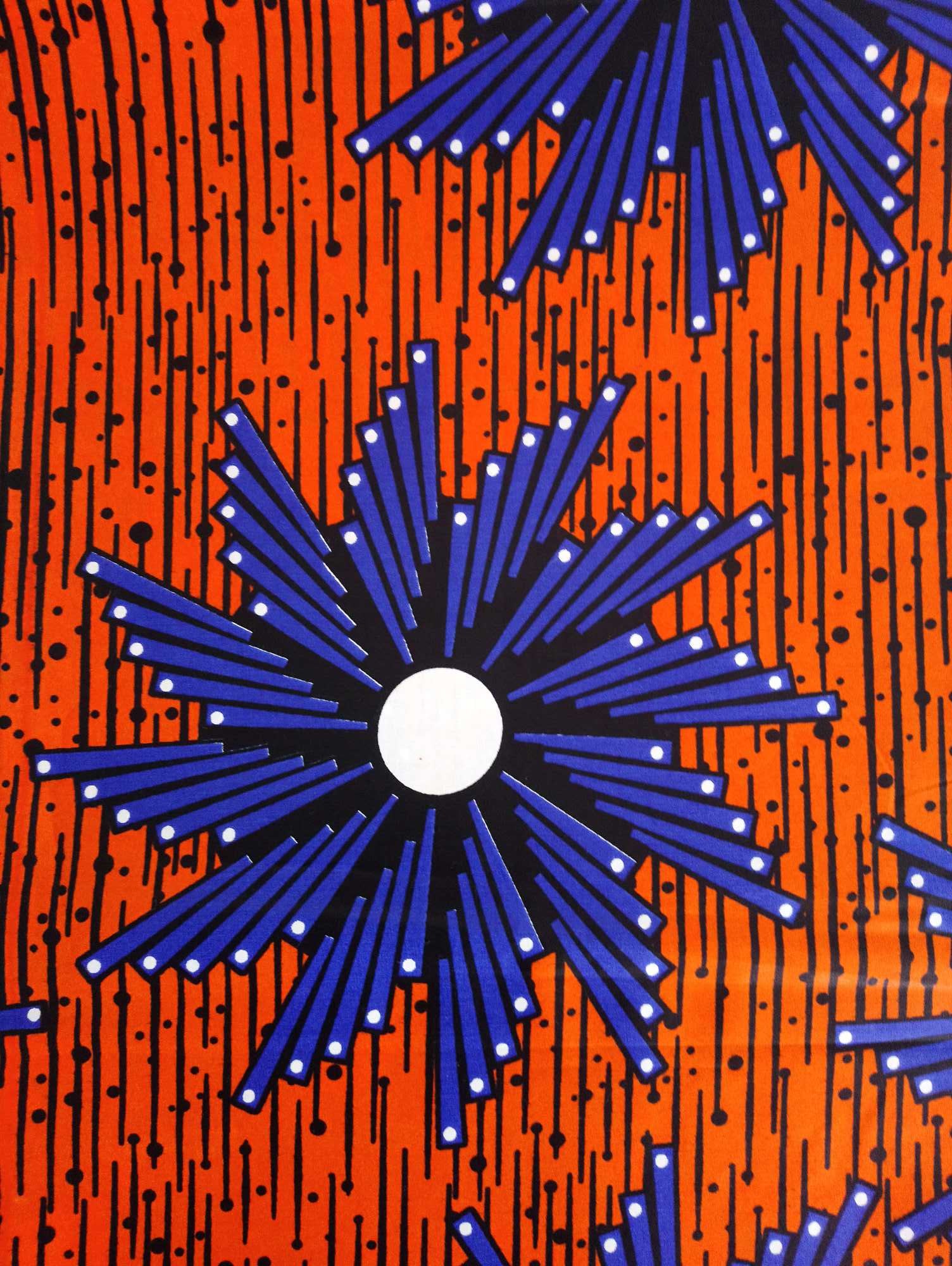  Pagne WAX ORANGE/BLEU