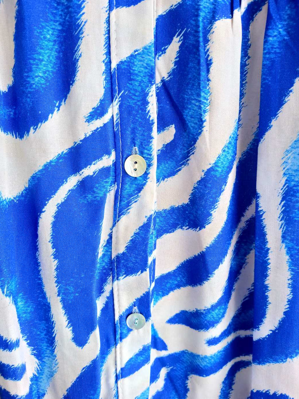 BUESSO - Robe BLEUE imprimée à volants