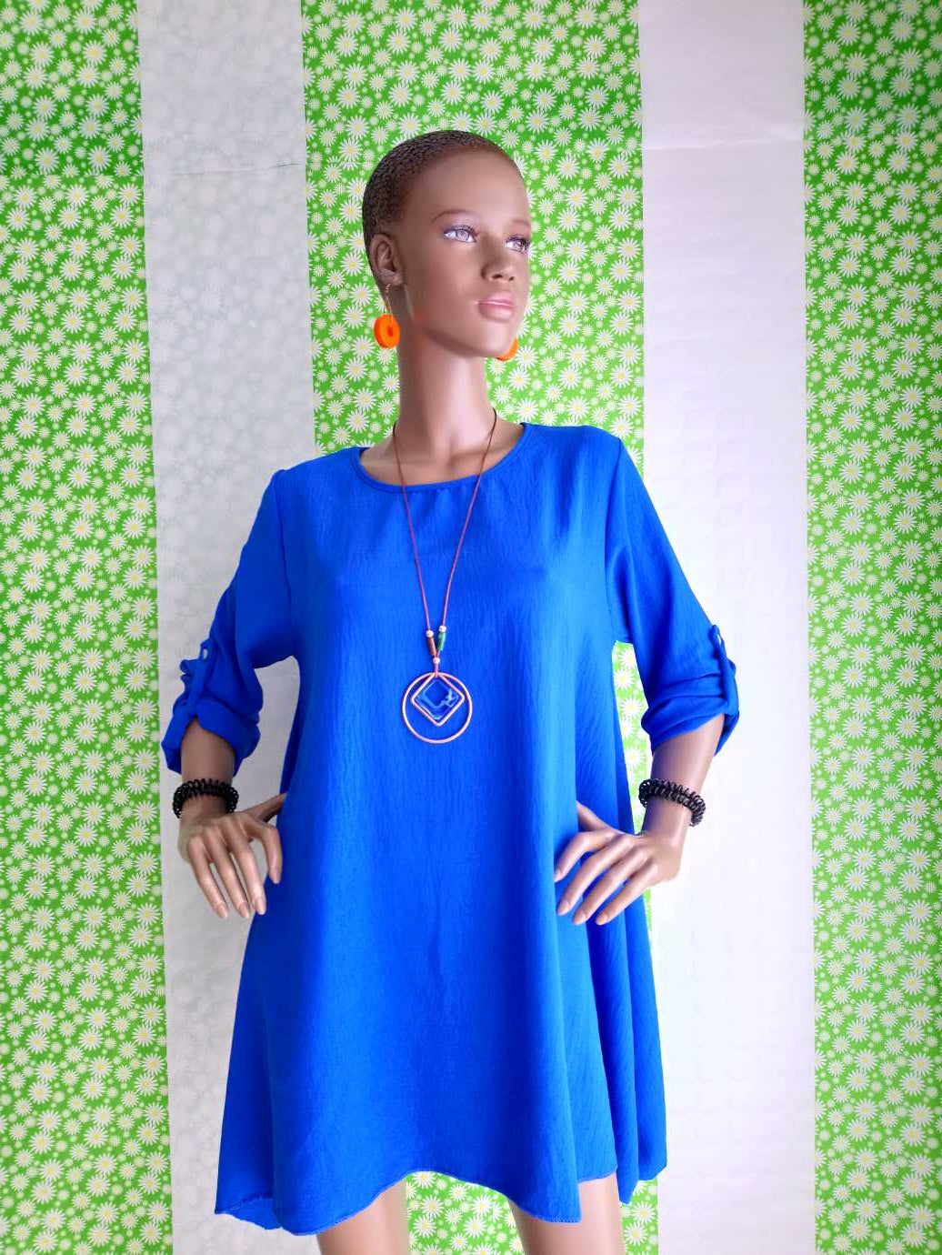 BUESSO - Robe BLEUE ÉLECTRIQUE avec collier