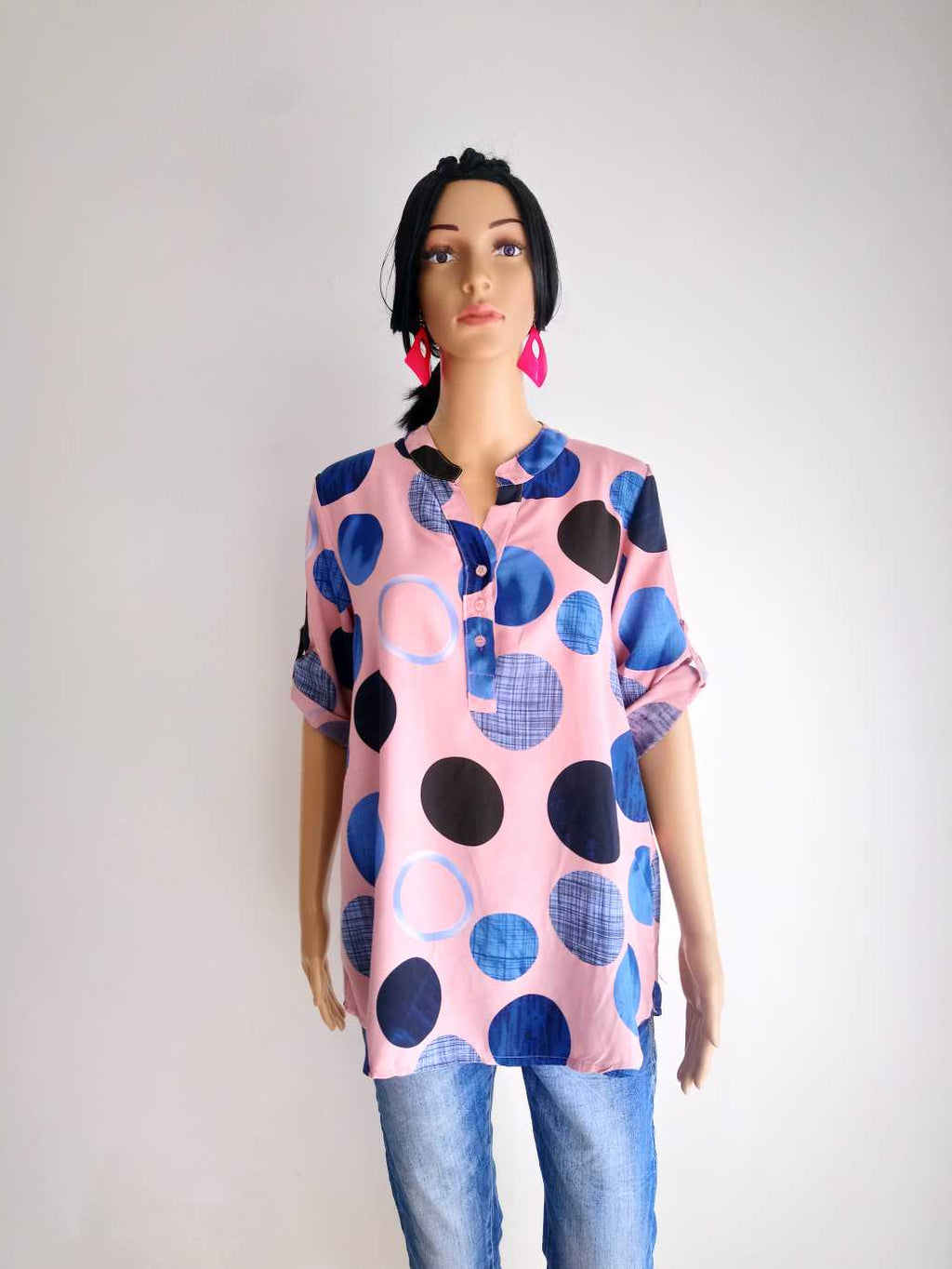 Chemisier femme ROSE POUDRÉE à pois