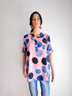 Chemisier femme ROSE POUDRÉE à pois