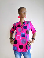 Chemisier ROSE FUCHSIA imprimé à pois